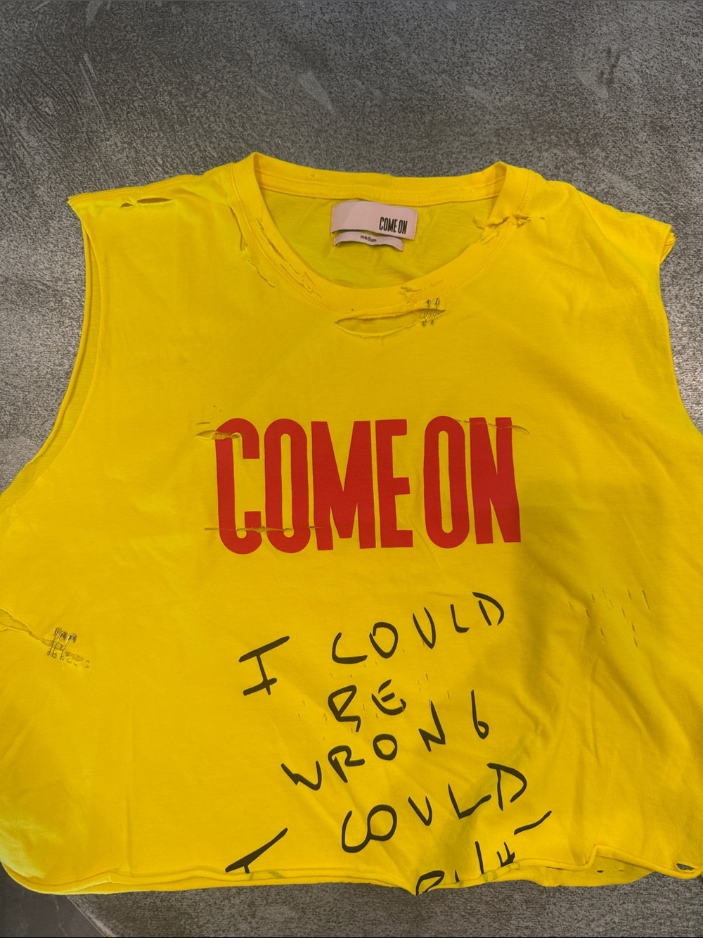 Come On Yellow Graphic Muscle Tee